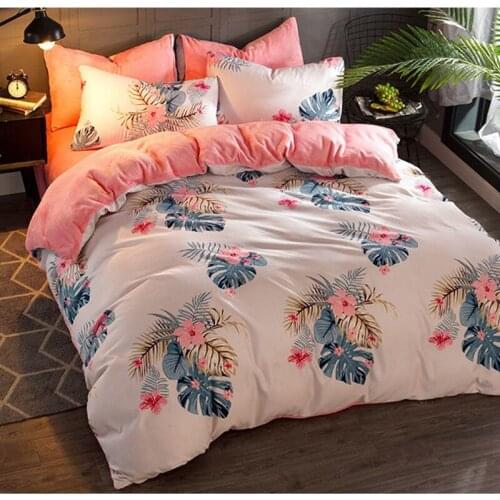 Warm Winter Cotton&flannel Multifunction AB Both Sides Flowers Tree Duvet Cover 3/4pcs Bedding Set Twin King Super King Size