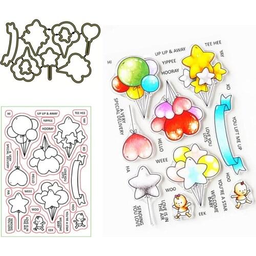 Balloon baby Word Clear Stamps Coordinating dies for DIY Scrapbooking Craft Card Transparent Stempels Silicone Seal New 2020