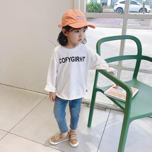 2 3 4 5 6 Years Girls Sets Spring Casual Letter Long Sleeve T-Shirt Jeans 2pcs Kids Clothing 2020 New Arrival Korean Girl Suits