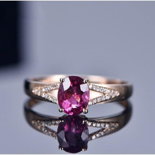 925 Silver New Product Fashion Simulation Red Tourmaline Color Treasure Adjustable Ring Rose Gold Women Fine Jewelry Party Gift