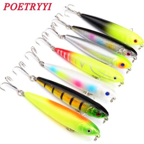1PCS Top Water Artificial Lure Hard Plastic Fishing Lure Surface Pencil Minnow Bait 8.6g 8cm/5g 7.5cm Hook Size 6# 30