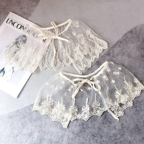 2021 Lace Embroidery Fake Collars for Children Gilrs Shoulder Wrap Shawl False Collar Neckwear Dress Detachable Collar Cape