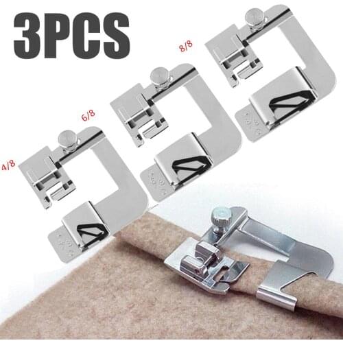3Pcs Domestic Sewing Machine Foot Presser Rolled Hem Foot Set For Sewing Machine Accessories