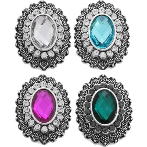 5pcs/lot New Snap Jewelry Big Rhinestone Flower Snap Buttons for Women Ginger Buttons Jewelry fit 18mm Snap Bracelet Bangles