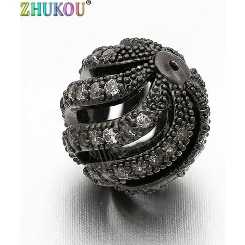 6mm/8mm/12mm Brass Cubic Zirconia Round Ball Beads DIY Women Necklace Pendant Jewelry Accessory Findings, Model: VZ1/2/3