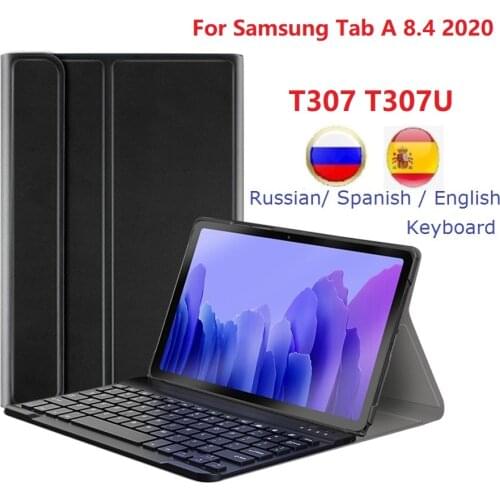 For Samsung Galaxy Tab A 8.4 2020 T307 T307U Case With Keyboard PU Spanish Russian Funda For Samsung SM-T307 T307U Keyboard Case