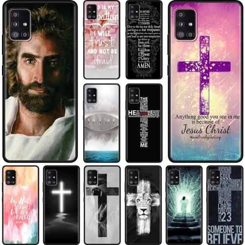 Black Case For Samsung A51 A21s A71 A12 A31 A52 A41 A32 A02 A11 Soft For Galaxy A72 A32 A42 Bible Jesus Christ Christian Cross