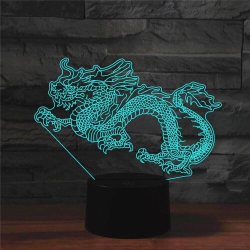 Chinese Dragon 3d LED Lamp 7 Color Change USB Touch Remote Control Indoor Atmosphere Lamp Gift for Kids Friend Drop Shipping