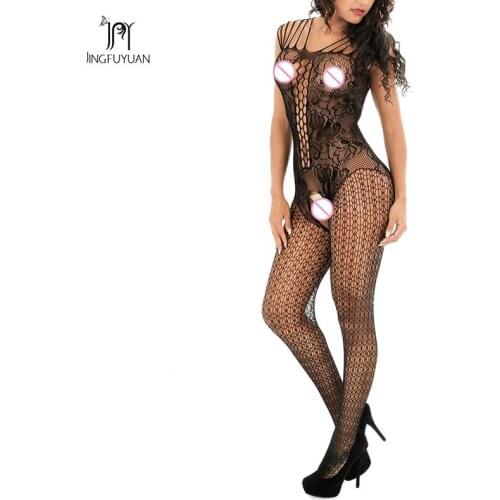 Hot Erotic Sexy Bodysuit Lady Sexy Sleepwear Mesh Bowknot Lace Floral Bodystocking Open Crotch Erotic Women Lingerie Bodysuits