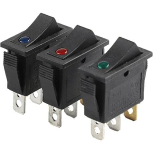 10pcs Black illuminated Rocker switch 3 feet 2 gear Electric Oil heater key push button switch with light KCD3 16A