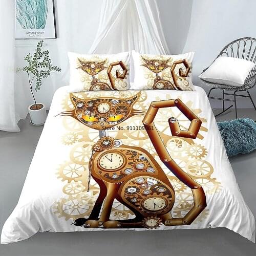 Cartoon Magic Cat Agent Dog Animal Pet Bedding Set 2-3Pcs Duvet Cover Teens Boys Adult Comforter Living Bed Room Furniture Cover