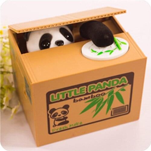 1Pcs New Cute Children Music Panda Automatic Stole Coin Piggy Bank Money Saving Box Money Box Birthday Gifts For Girlfriend