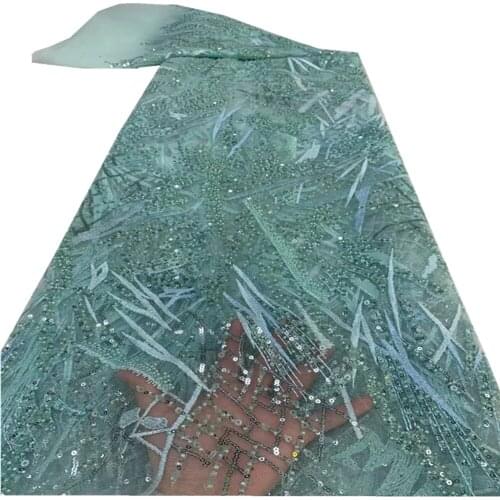 African Sequins Lace Fabric High Quality Lace Material French Embroidery Tulle Lace Fabric For Party Sewing ZX-250