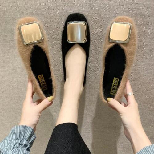 Spring autumn popular best-selling style casual flat shoes women fashion flock Slip-On metal decoration elegant charm W38-69