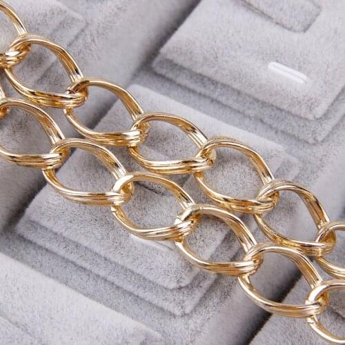 Metal Gold 1.8x3.4x13.5x19mm Textured Cable Necklace Twisted Curb Chains Bulk Fit Bracelets Open Link Chain DIY Jewelry Making