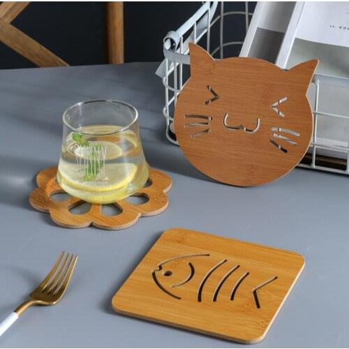 Anti-scalding Placemat Creative Cartoon Non-slip Pot Mat Dish Mat Coaster Thicken Kitchen Wooden Heat Insulation Pad Desktop