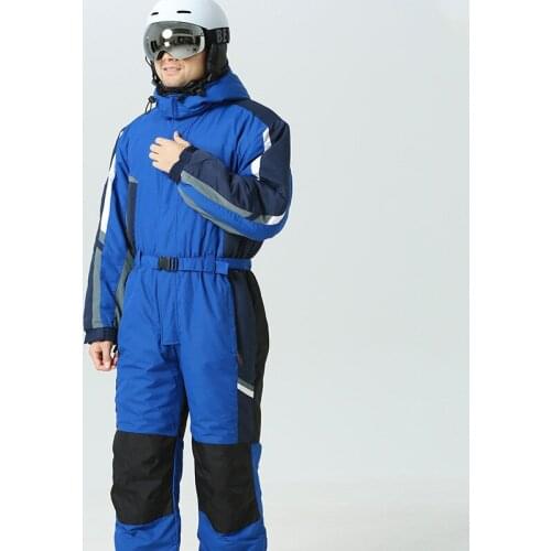 2019 New Style Adult One-piece Ski Suit Solid Color Thermal Hooded Ski Underwear