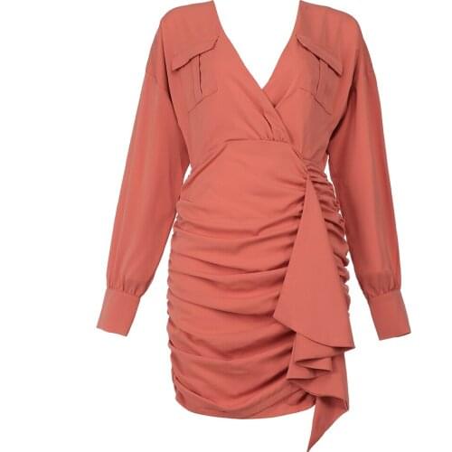 2021 New Autumn Women Elegant Dress Fashion Hollow Out Clothing Sexy Draped Evening Party Mini Dress