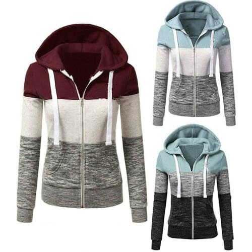 2020 Spring New Hooded Jacket Fashion Casual Slim Wild Hoodie Stitching Hit Color Long Sleeve Simple Temperament Coat