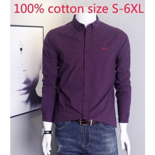 New Arrival Spring And Autumn 100% Pure Cotton Plaid Long Sleeve Loose Fashion Casual Shirts Plus Size S-XL 2XL 3XL 4XL 5XL 6XL