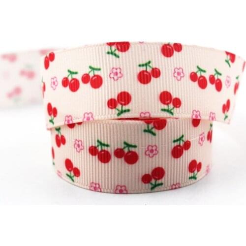 New design Cherry printed grosgrain ribbon stripe ribbon 16-75mm 10/25/50 yards wedding decorative ribbons DIY craft webbing