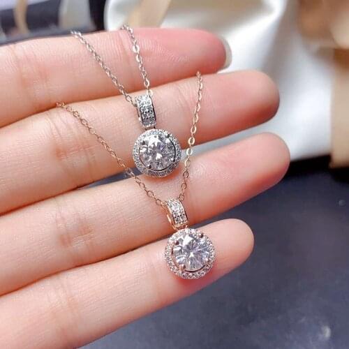 925 Sterling Silver 2ct Round Diamond Pendant Necklace for Women Fashion Choker Necklace Fine Jewelry Christmas gifts for women