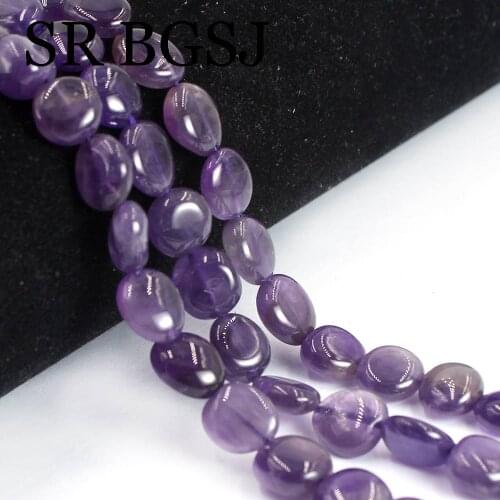 Free Shipping 9-10mm Irregular Nugget Button Purple Quartz Amethyst Beaded Gems Natural Stone Wholesale DIY Bead 15inch