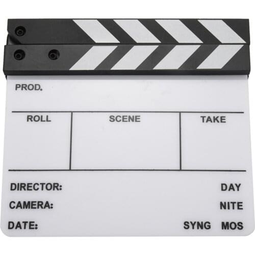 Photography Props Camera Photography Video Acrylic Small Clapboard Dry Erase Director Film Movie Clapper Board Slate 16X14Cm