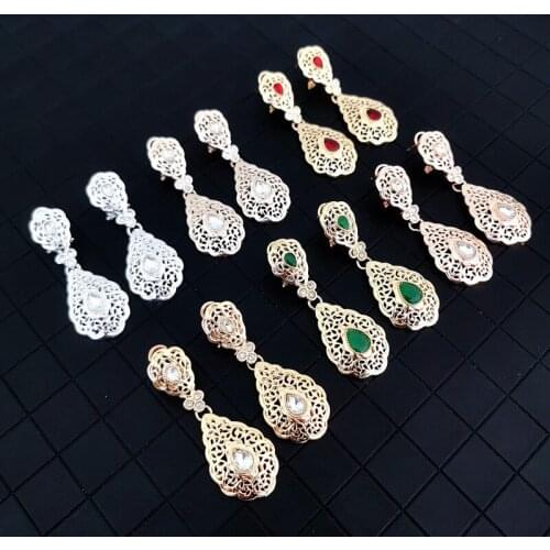 Stylish womens Moroccan alloy Crystal Rhinestone earrings, unique design, fine pattern, suitable for women to wear