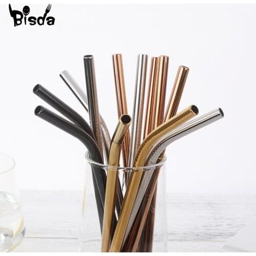 4 Pcs 6mm Straw with Cleaner Brush Short cocktail tubes Long Metal Drinking tubules Drink Straws For Smoothies Tapioca Milk Tea