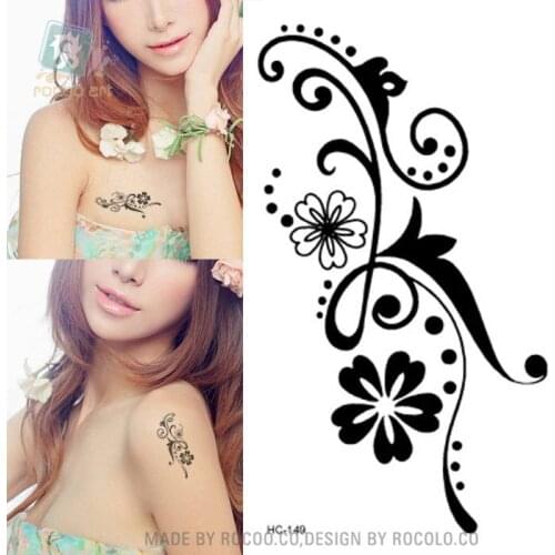 Waterproof Temporary Tattoo Sticker on body black flower vine tatto stickers flash tatoo fake tattoos for girl women men