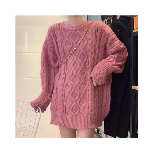 WTIANYUW Colorfaith New 2021 Winter Spring Women Pullovers Sweater Oversize Knitted Lantern Sleeve Solid Minimalist Knitwear