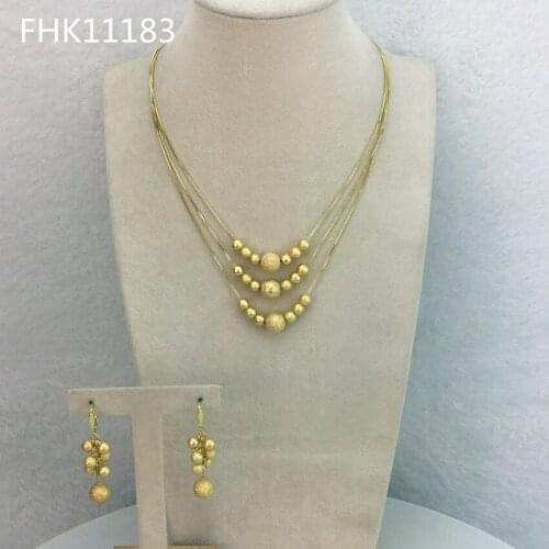 Yuminglai 24K African Sets Fashion Necklace Earrings Rose Gold Color Jewelry Set for Women FHK11183