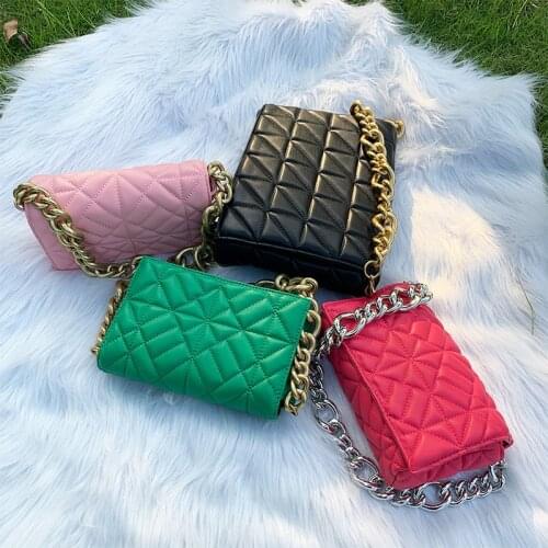 Womens Shoulder Bags 2021 Thick Chain Quilted Shoulder Purses And Handbag Women Clutch Bags Ladies Hand Bag