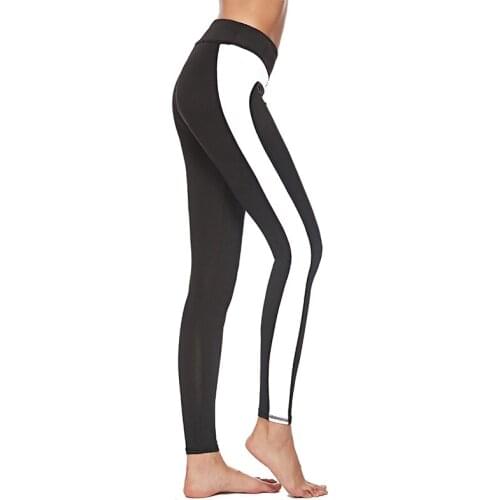 2021 Women Fitness Leggings Contrast Color Mesh Stripes Stitching Sexy Fitness Leggings High Waist Ankle-Length Mesh Legging