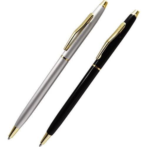 1 Pcs Metal pen Stainless Steel Rod Rotating Metal Ballpoint Pen Commercial Ballpoint Pen Gift Stationery Luxury crystal pen