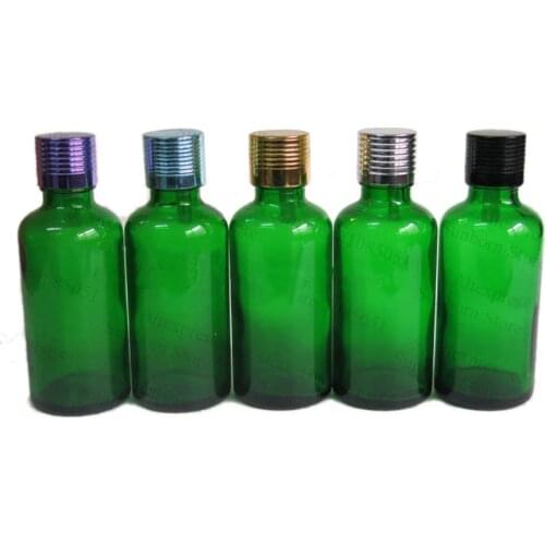 10pcs 50ml Green Glass Essential Oil Bottle Perfume Container With Screw Cap Refillable Cosmetic bottle