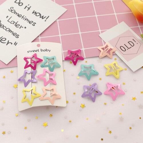 1000sets 2pcs/set and 6pcs/set 32mm Star Shape Metal Children Snap Hair Clips Barrettes Girls Cute Hair Bobby Pins
