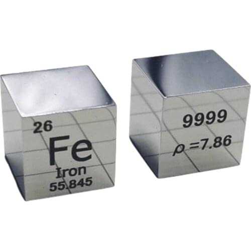 10 X 10 X 10mm 6-Sided POLISHED Finishing Double-Sided Engraved Metal Iron Cube Periodic Table Of Elements Cube (Fe≥99.99%)