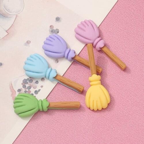 15Pcs Cute Shell Broom Flatback Resin Cabochon Miniature Characters Dollhouse Decoration Crafts DIY Scrapbooking Accessories