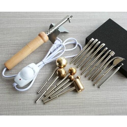 220V double layer inner core perm set 17 end hot trowel parkin carving tools for making flowers with video courses