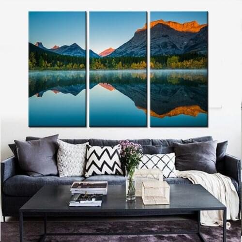 3 Pieces/sets Canvas Art Canvas Paintings Spray HD Water Reflection 3 Panels Decorations For Home Wall Art Prints Canvas