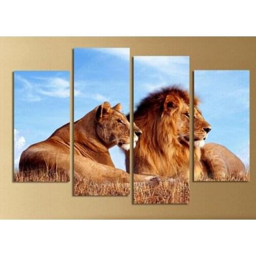 4Pc a Set Animals Lions King Art Print Painting Poster, Wall Pictures for Home Decoration,Wall Decor