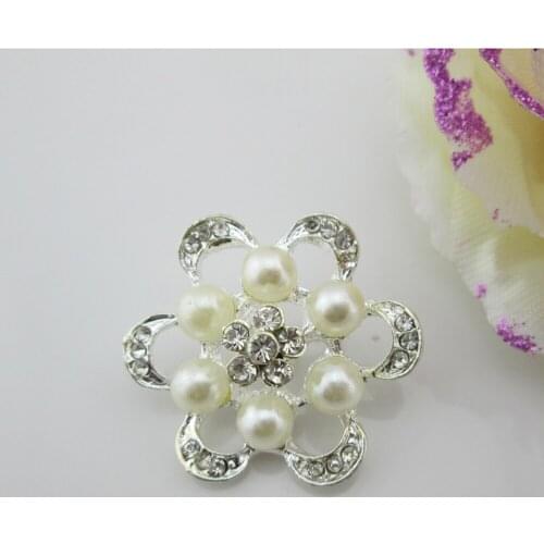 5pcs Gorgeous Flower Rhinestone ShankButtons Clothing Accessories Decor 30mm