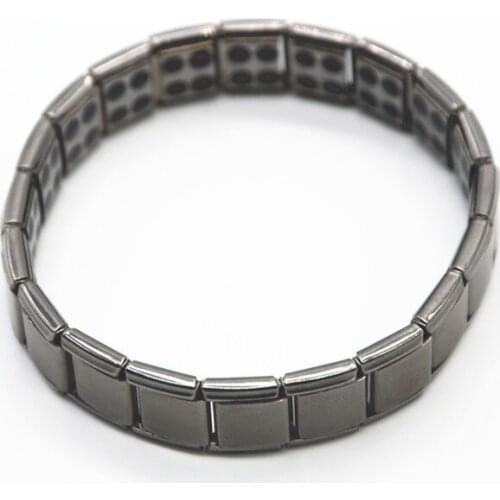 50pcs Men Sports Bracelets With Health Energy Germanium Stones Gun Metal Bangles for Men With Retail Gift Box Fashion Wristband