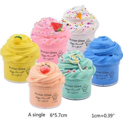 6Pcs Butter Slime with Cherry Slime Peach Slime and Grape Slime Super Soft Gifts