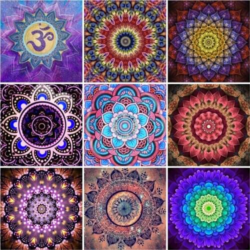 Full Round Square Drill Diamond Painting Mandala Flower 5D DIY Diamond Embroidery Mosaic Cross Stitch Crystal Home Decorations