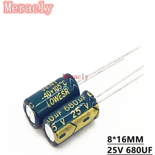 5PCS 25V 680UF Aluminum electrolytic capacitors Own factory long life High frequency and low resistance best quality 20