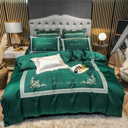 Turquoise Bedding Sets egyptian cotton Beddingset embroidery Bed Linen Duvet Cover Bed Sheet Pillowcase 4pcs bed Sets