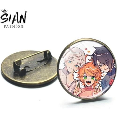 SIAN Cartoon Cosplay Emma Norman Ray Brooches The Promised Neverland Classic Anime Badge Pins Children Toy Clothing Accessories